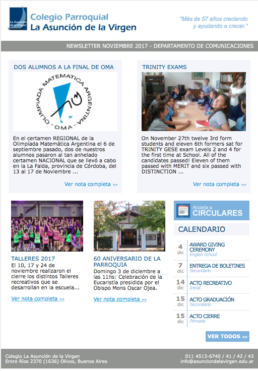 Newsletters Diciembre 2019