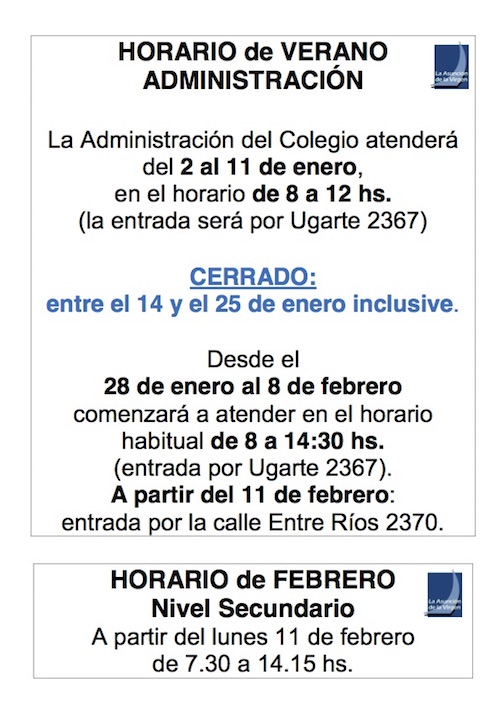 HORARIOS DE VERANO HORARIOS DE VERANO