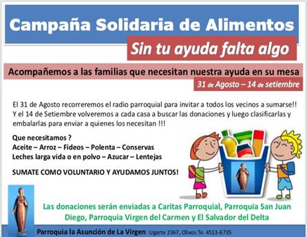 CAMPAÑA SOLIDARIA DE ALIMENTOS CAMPAÑA SOLIDARIA DE ALIMENTOS