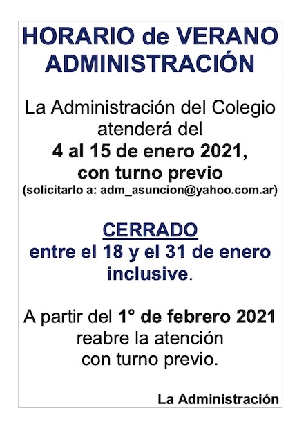Horarios de Administración